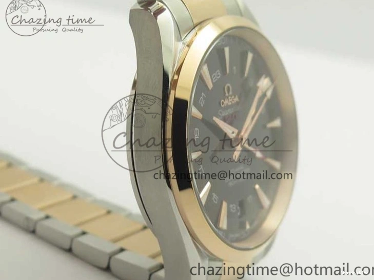 0511 Aqua Terra 150M GMT SS RG VSF 1:1 Best Edition Brown Textured Dial on SS RG Bracelet A8605 Super Clone Original 8058